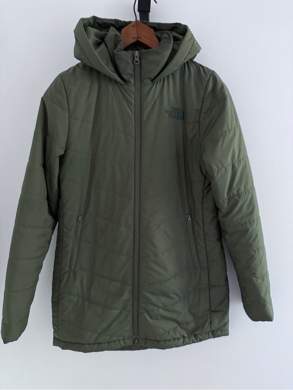 The North Face Hooded Olive Green Insulated Jacket size small